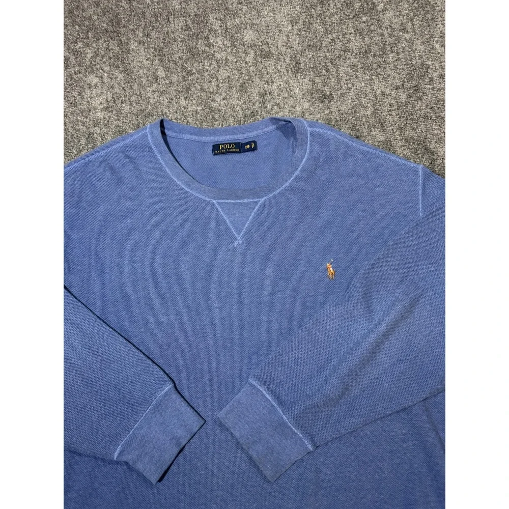 Polo Ralph Lauren Sweater Mens 2XB Blue Cotton Crewneck Knit Pullover Casual - Picture 2 of 11